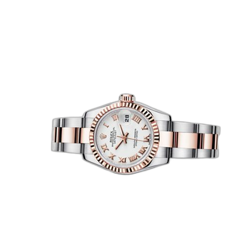 [179171-0073] Lady-Datejust 26 Rolesor Everose Fluted White Oyster