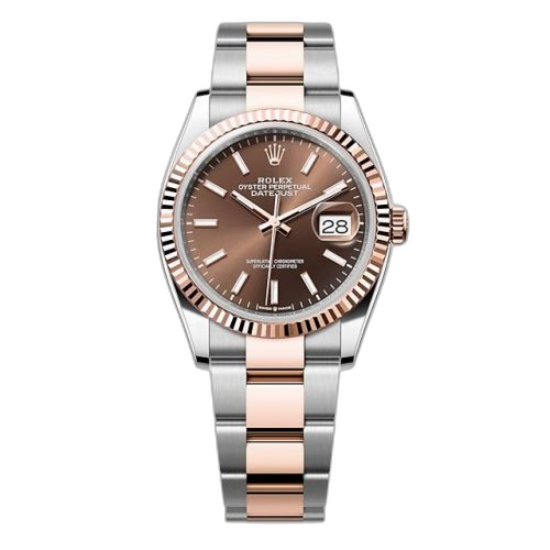 [126231-0044] Datejust 36 Stainless Steel - Everose - Fluted / Chocolate / Oyster