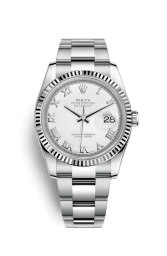 [116234-0090] Datejust 36 Stainless Steel Fluted / Oyster / White Roman