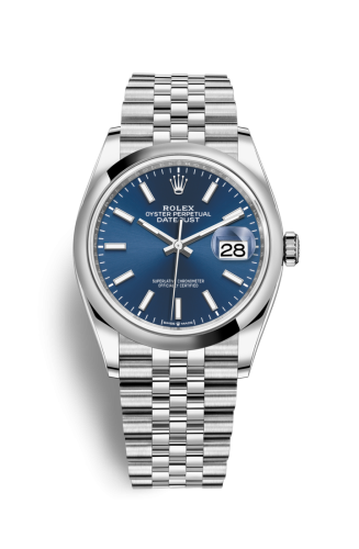 [126200-0005] Datejust 36 Stainless Steel / Domed / Blue / Jubilee