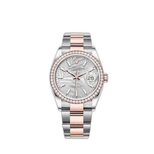 [126281RBR-0020] Datejust 36 Stainless Steel / Everose / Diamond / Silver - Palm / Oyster