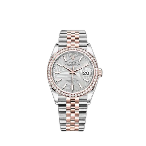 [126281RBR-0019] Datejust 36 Stainless Steel / Everose / Diamond / Silver - Palm / Jubilee