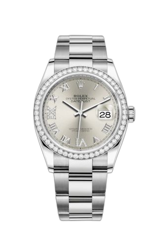 [126284RBR-0022] Datejust 36 Stainless Steel / Diamond / Silver Roman-Diamonds / Oyster