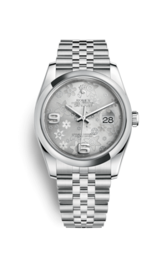 [116200-0085] Datejust 36 Stainless Steel Domed / Jubilee / Silver Floral
