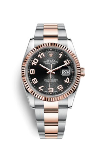 [116231-0066] Datejust 36 Rolesor Everose Fluted / Oyster / Black Arabic