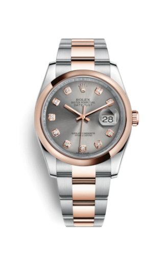 [116201-0082] Datejust 36 Rolesor Everose Domed / Oyster / Steel Diamond