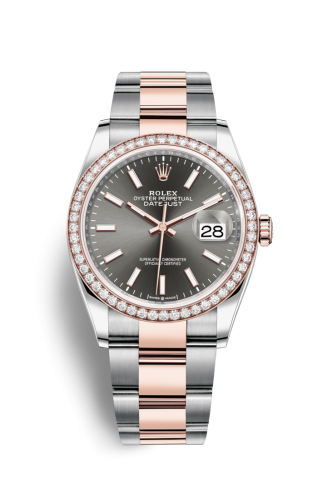 [126281RBR-0002] Datejust 36 Stainless Steel / Everose / Diamond / Slate / Oyster