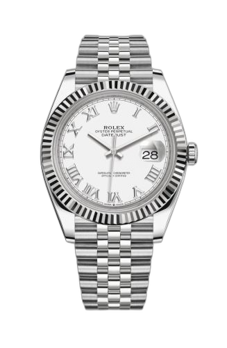 [126334-0024] Datejust 41 Stainless Steel Fluted / White - Roman / Jubilee