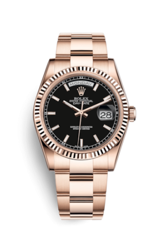 [118235f-0059] Day-Date 36 Everose Fluted / Oyster / Black