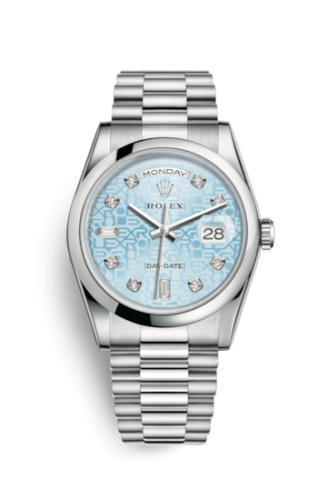 [118206-0017] Day-Date 36 Platinum Domed / President / Ice Blue Computer