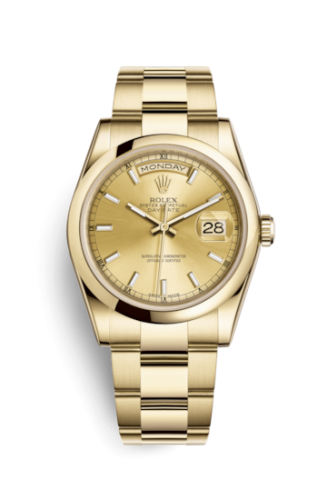 [118208-0097] Day-Date 36 Yellow Gold Domed / Oyster / Champagne