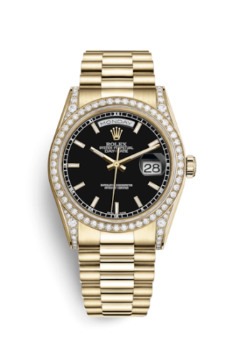 [118388-0120] Day-Date 36 Yellow Gold Diamonds / President / Black