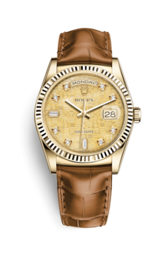 [118138-0087] Day-Date 36 Yellow Gold Fluted / Strap / Champagne Computer