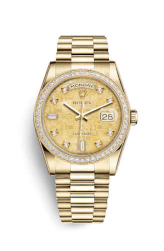 [118348-0037] Day-Date 36 Yellow Gold Diamonds / President / Champagne MOP Computer
