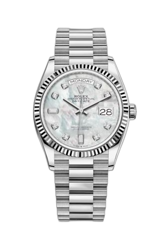 [128239-0007] Day-Date 36 White Gold / Fluted / MOP-Diamond / President