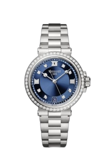 [9518ST/YD/S80/D001] Marine Dame 9518 Stainless Steel - Diamond / Blue / Bracelet