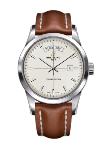 [A4531012/G751/433X/A20BA.1] Transocean Day & Date Stainless Steel / Silver / Calf / Pin