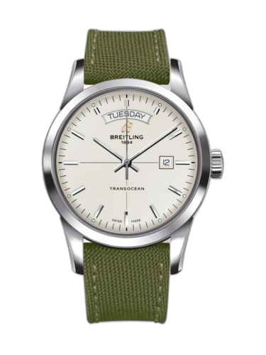 [A4531012/G751/106W/A20BA.1] Transocean Day & Date Stainless Steel / Silver / Military / Pin