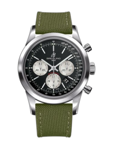 [AB015212/BF26/106W/A20BA.1] Transocean Chronograph Stainless Steel / Reverse Panda / Military / Pin