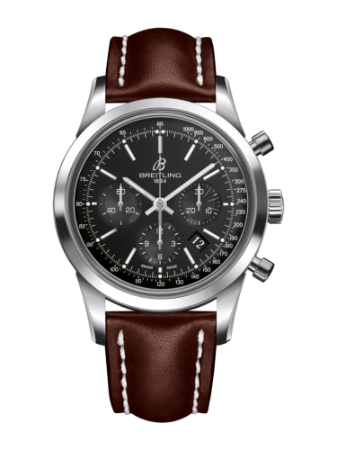 [AB015212/BA99/437X/A20BA.1] Transocean Chronograph Stainless Steel / Black / Calf / Pin