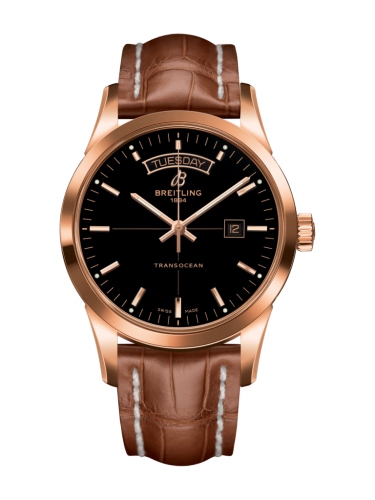 [R4531012/BB70/737P/R20BA.1] Transocean Day & Date Red Gold / Black / Croco / Pin