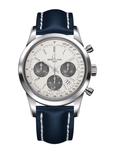 [AB015212/G724/112X/A20D.1] Transocean Chronograph Stainless Steel / Panda / Calf / Folding