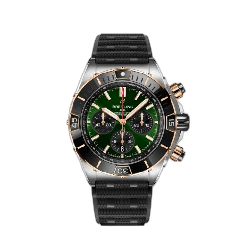 [UB0136251L1S1] Super Chronomat B01 44 Stainless Steel - Red Gold / Green / Rubber Rouleaux
