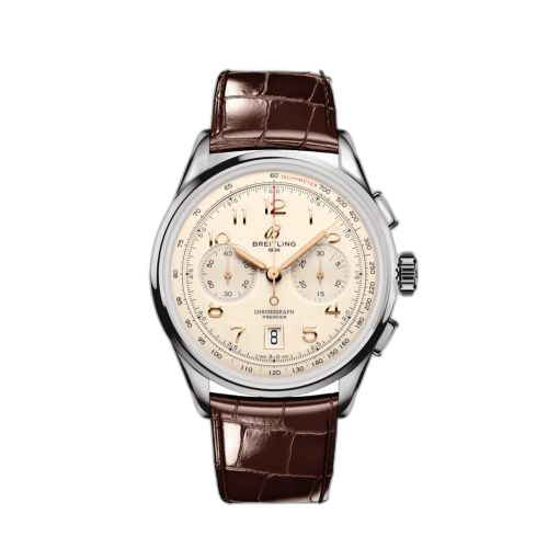 [AB0145211G1P1] Premier B01 Chronograph 42 Stainless Steel / Cream / Alligator
