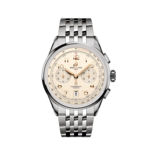 [AB0145211G1A1] Premier B01 Chronograph 42 Stainless Steel / Cream / Bracelet