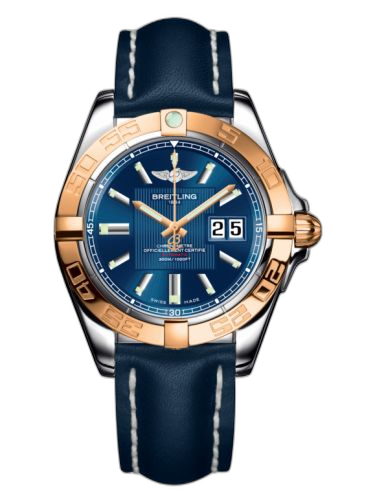 [C49350L2.C810.113X] Galactic 41 Stainless Steel / Rose Gold / Metallica Blue / Calf