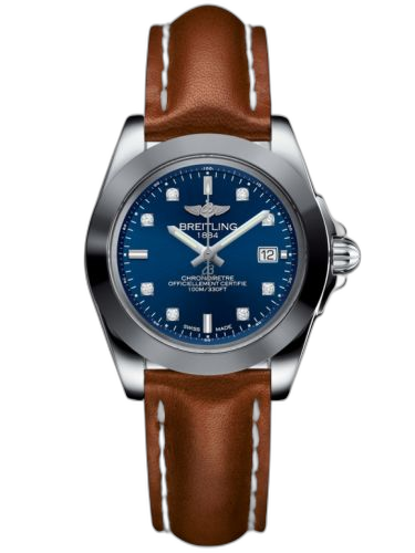 [W7133012/C966/406X/A14BA.1] Galactic 32 Sleek Edition Stainless Steel / Horizon Blue Diamond / Calf