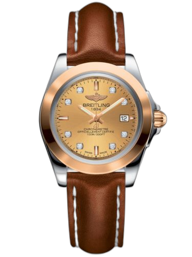 [C7133012/H550/406X/A14BA.1] Galactic 32 Sleek Edition Stainless Steel / Rose Gold / Golden Sun Diamond / Calf