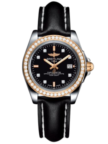 [C7133053/BF64/408X/A14BA.1] Galactic 32 Sleek Edition Stainless Steel / Rose Gold / Diamond / Trophy Black Diamond / Calf