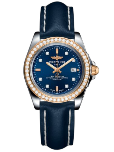 [C7133053/C967/116X/A14BA.1] Galactic 32 Sleek Edition Stainless Steel / Rose Gold / Diamond / Horizon Blue Diamond / Calf