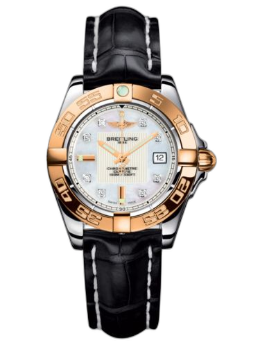 [C71356L2.A712.777P] Galactic 32 Stainless Steel / Rose Gold / Pearl Diamond / Croco