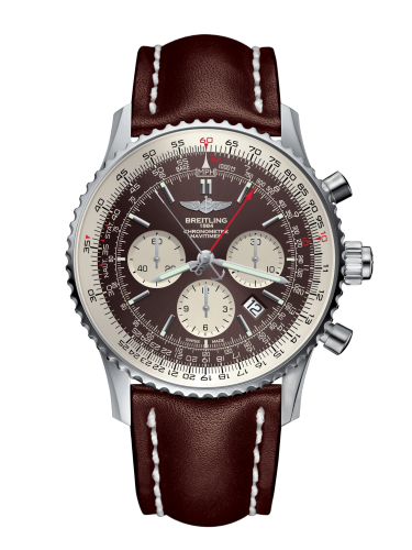 [AB031021/Q615/443X/A20BA.1] Navitimer Rattrapante Stainless Steel / Panamerican Bronze / Calf / Pin