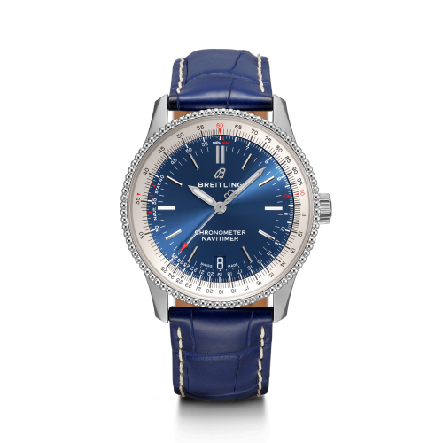 [A17325211C1P1 (aka: A1732521.CA11.1015P)] Navitimer 1 38 Automatic Stainless Steel / Blue / Croco / Pin