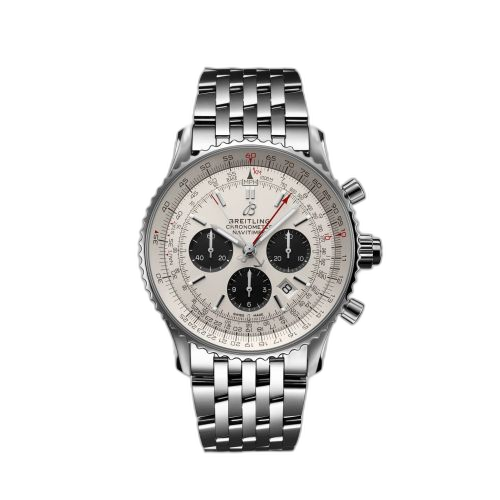 [AB0311211G1A1] Navitimer Rattrapante Stainless Steel / Silver / Alligator / Bracelet