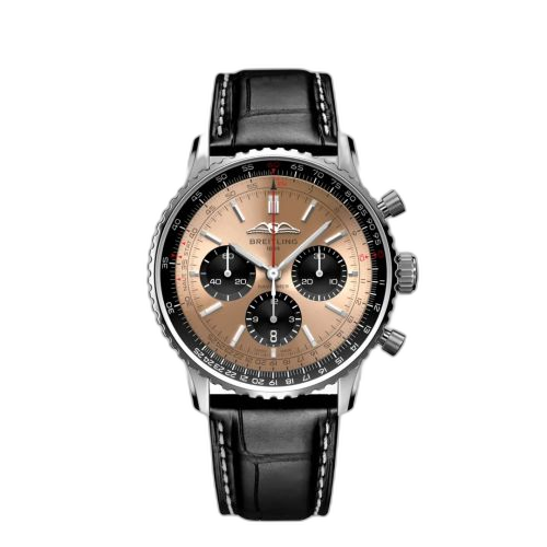 [AB0138241K1P1] Navitimer B01 Chronograph 43 Stainless Steel / Copper / Alligator - Folding