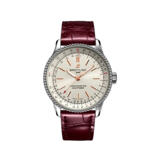 [A17395F41G1P2] Navitimer 1 35 Automatic Stainless Steel / Silver / Croco / Folding