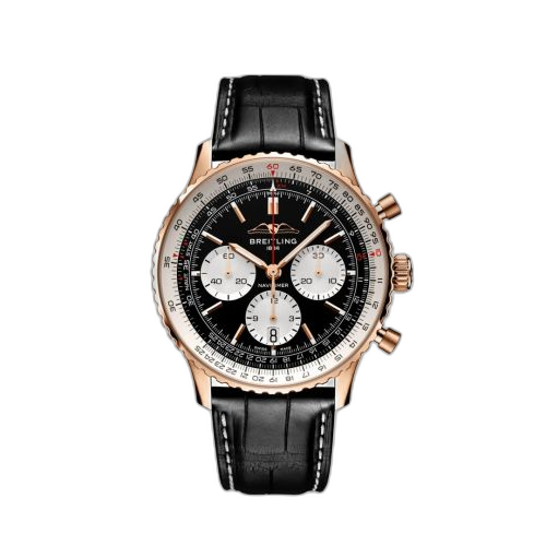 [RB0138211B1P1] Navitimer B01 Chronograph 43 Red Gold / Black / Alligator - Folding