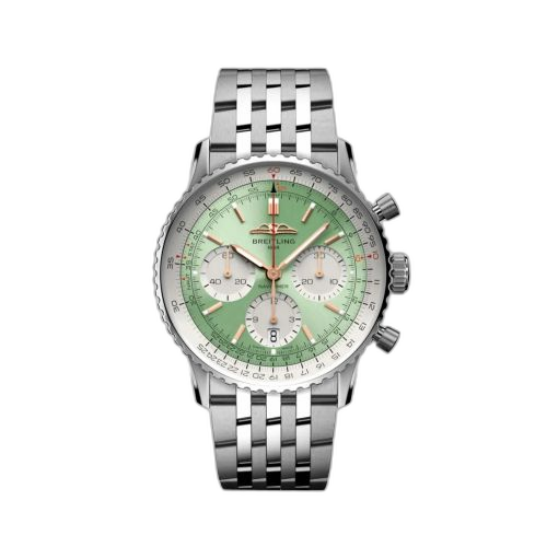 [AB0139211L1A1] Navitimer B01 Chronograph 41 Stainless Steel / Mint Green / Bracelet