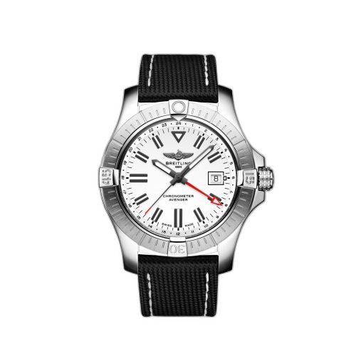 [A32397101A1X2] Avenger Automatic GMT 43 Stainless Steel / White / Calf / Folding