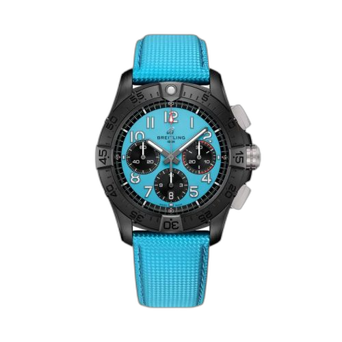 [SB0146101L1X1] Avenger B01 Chronograph 42 Night Mission / Ice Blue / Strap