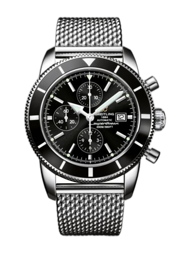 [A1332024.B908.152A] Superocean Heritage 46 Chronograph Stainless Steel / Black / Black / Milanese