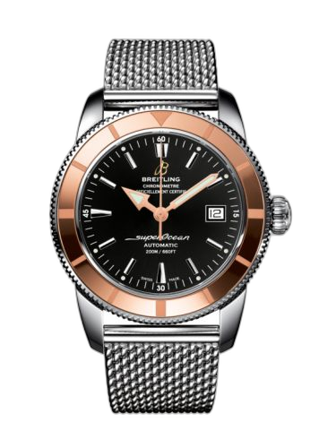 [U1732112.BA61.154A] Superocean Heritage 42 Stainless Steel / Red Gold / Volcano Black / Milanese