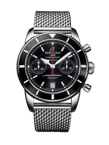 [A2337024.BB81.154A] Superocean Heritage 44 Chronograph Stainless Steel / Black / Black / Milanese