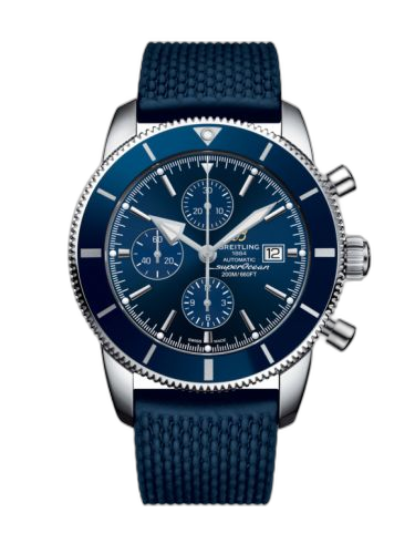 [A1331216/C963/277S] Superocean Heritage II 46 Chronograph Stainless Steel / Blue / Blue / Rubber / Pin