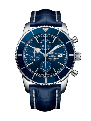 [A1331216/C963/747P/A20D.1] Superocean Heritage II 46 Chronograph Stainless Steel / Blue / Blue / Croco / Folding