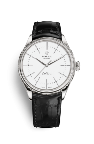 [50509-0016] Cellini Time White Gold / White / Alligator Black